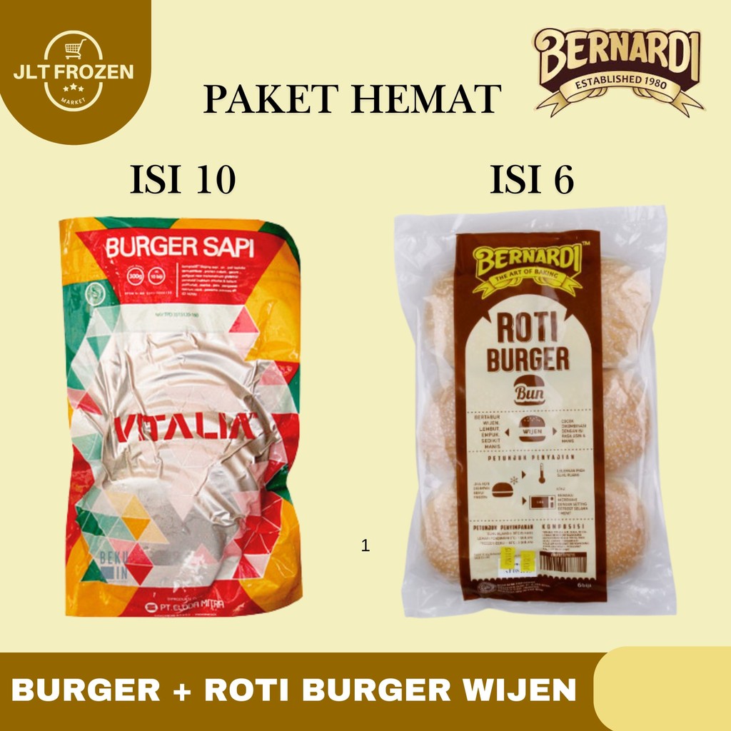 

Bernardi Vitalia Burger / Burger Buns Tray Paket Hemat Bernardi Burger Sapi Isi 10pc + Burger Wijen Isi 6pc