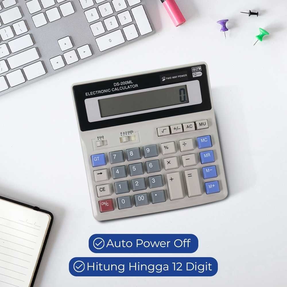 

FMSHOPP GASTQ Kalkulator 12 Digit Dual Power Solar Baterry Office Tools - DS-200ML‼️COD‼️