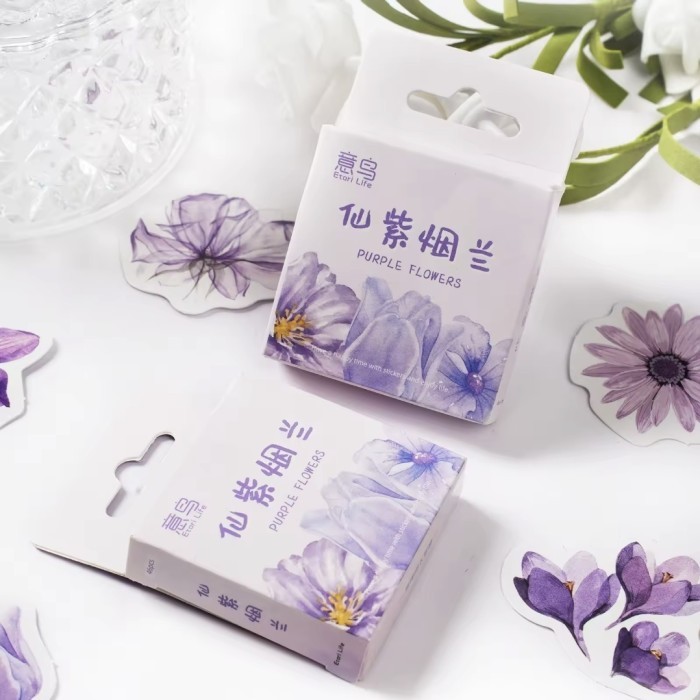 

Sticker Deco Sticker Journal Scrapbook Stiker Diary Purple Flowers