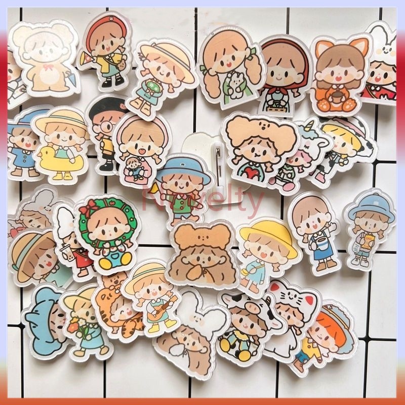 Novelty Pin akrilik tas aksesoris 1 buah bros/kreatif lucu pakaian liontin lencana lucu versi Korea/