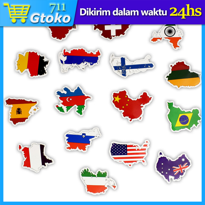 

50Pcs/Set Sticker Traveling Stiker Bendera Negara Dunia Tempel Helm Tumblr Koper Laptop