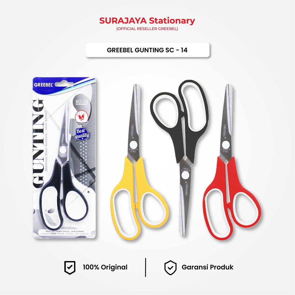 

Gunting Sedang Greebel Scissor (GUNTING SC-14) / Gunting Stainless / Anti Karat Nyaman Digenggam