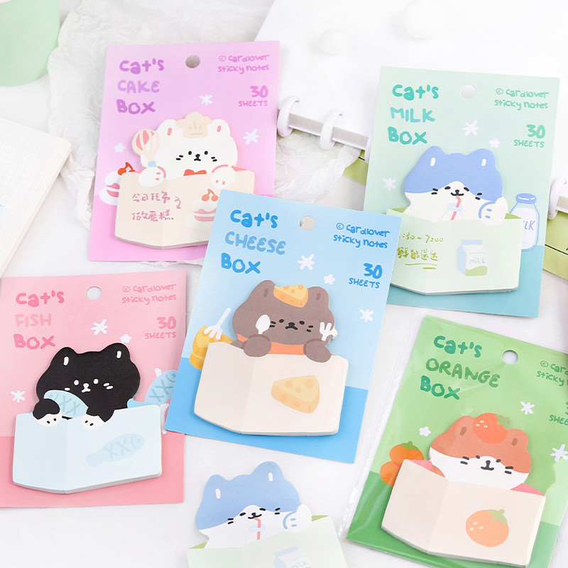 

Box Kitten Series Convenience Stickers Korean Memo Note Cute Animals Message Notes N Times Label Stickers Sticky Notes