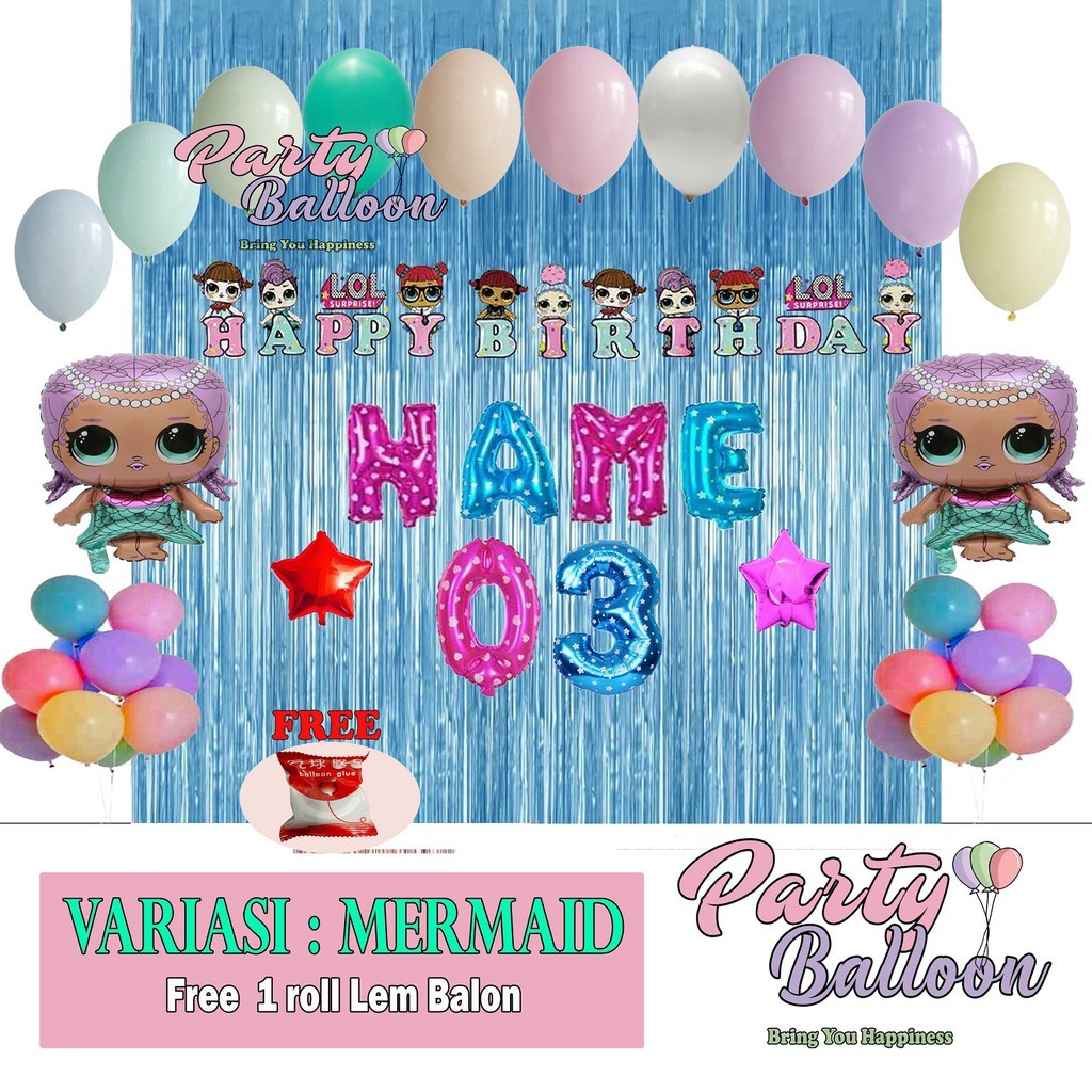 Paket Set Dekorasi Ulang tahun anak Cewek Ultah Balon Murah Tema LOL