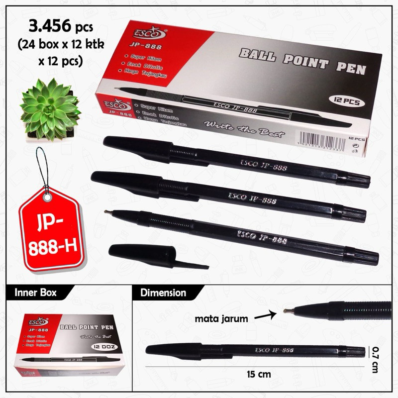 

12 pcs pulpen Esco JP888 hitam