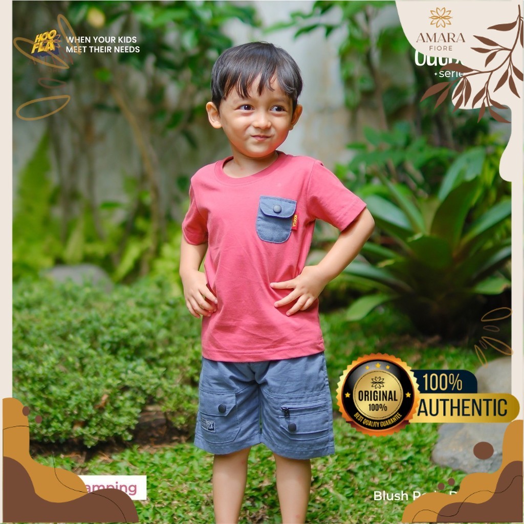 Set Kaos Baby Outdoor Pocket Anak Laki Laki Atasan + Celana Hooflakids Bahan Cotton Combed 24’s