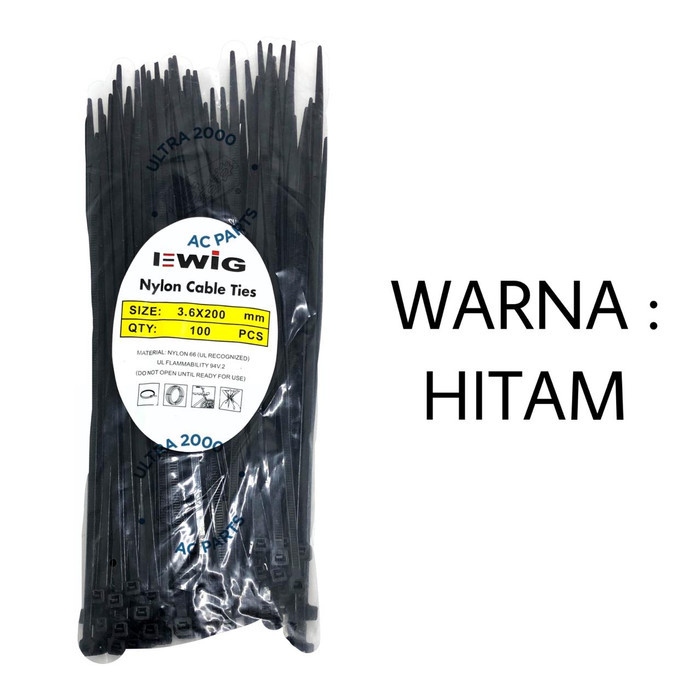 

⭐BISA COD⭐ CABLE TIES / KABEL TIES EWIG 3.6 mm x 20 CM Hitam