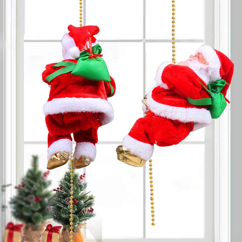 Electric Santa Claus Climbing Beads Toys Christmas Gifts Decoration For Shop Home Christmas Tree Han