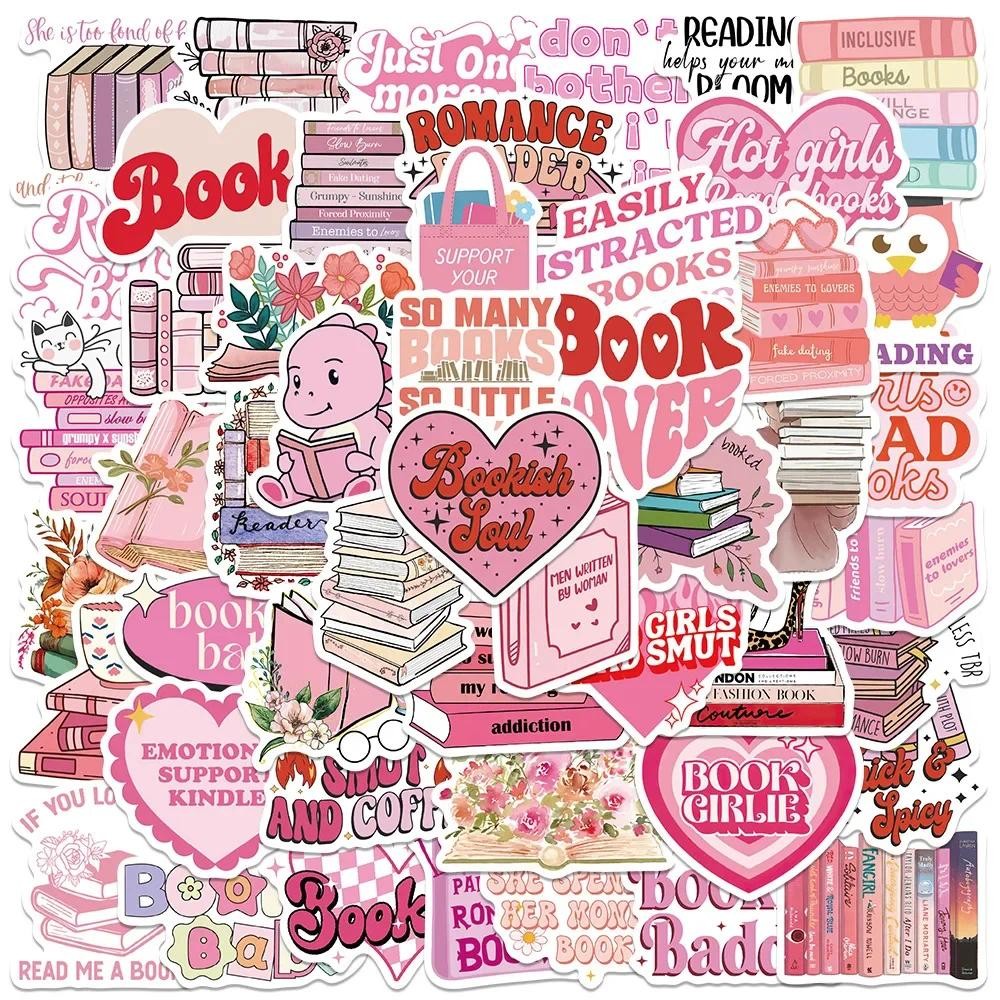 

50PCS Pink Smut Bookish Reader Sticker Aesthetic Love Cute Girls Decals for Kindle Ipad Phone Laptop Diary Decor Sticker Pack