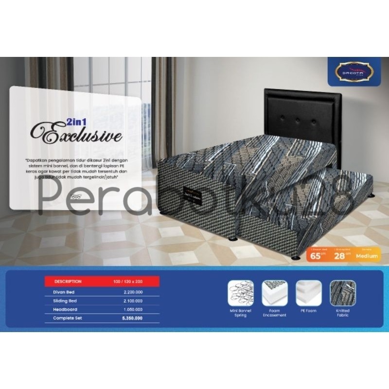 [PERABOTKU28} DACOTA SpringBed Anak 120 x 200 - Bed Dorong Anak 2 in 1 Exclusive - Garansi 15Tahun -