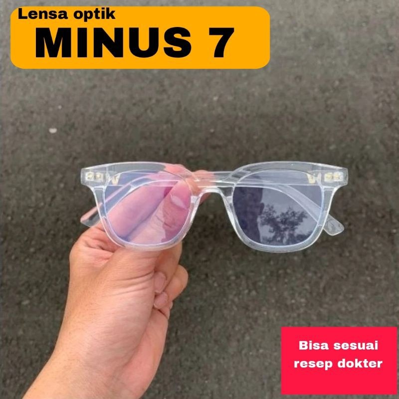 rajhendra_ - Frame Kacamata Vincent Minus 1-8 Bening Hitam Glossy Doff Lensa Standar Optik Bisa