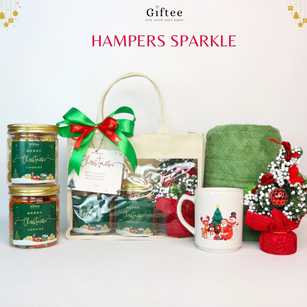 

KADO NATAL SPARKLE HAMPERS NATAL TAS JINJING SNACK SNACKS MIX NUT SOES KERING COKELAT MUG BINGKISAN NATAL HADIAH PARCEL PARSEL MIKA BAG SOUVENIR MERRY CHRISTMAS CHRIST MAS TAHUN BARU NEW YEAR SET KUE KERING BY GIFTEE ID