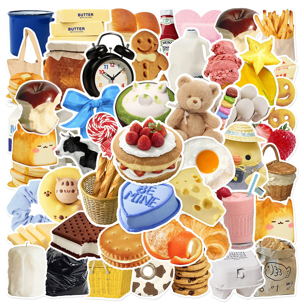 

10/30/52pcs Cute Cartoon Stickers Korean Ins Style Food Decals For Fridge Scrapbook Notebook Laptop Waterproof Sticker Kids Toys