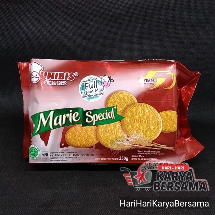 

MAKANAN RINGAN BISKUIT UNIBIS MARIE SPECIAL SUSU 350GR