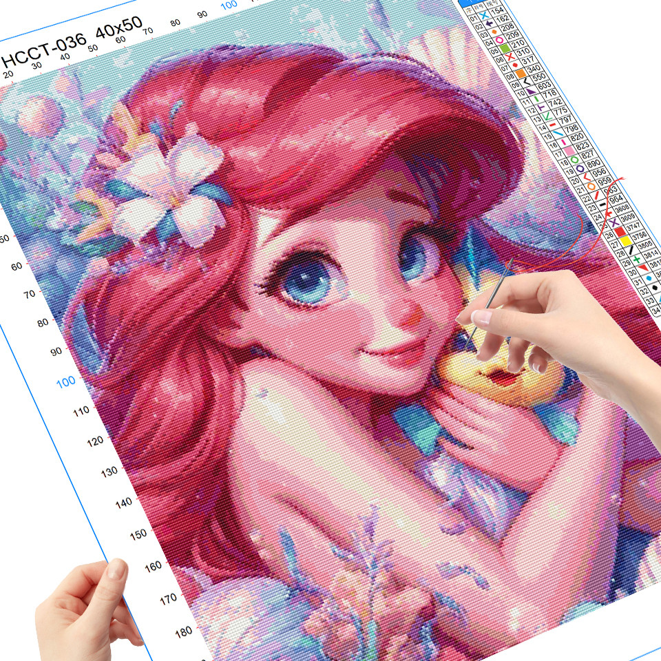 

Disney Counted Cross Stitch Mermaid Princess New Collection Fish Embroidery Cartoon Kits Art Canvas Home Decor