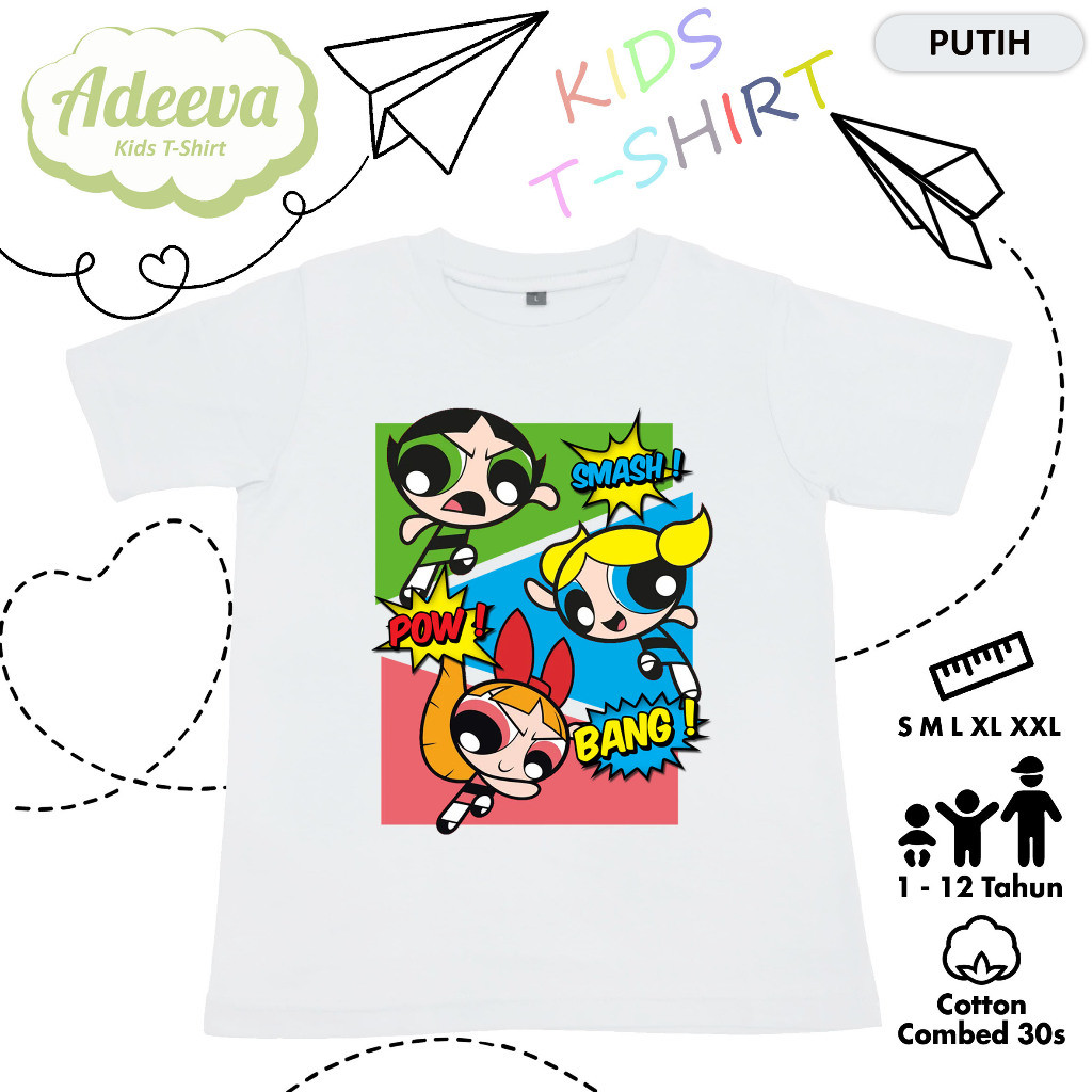 Kaos Anak Karakter The Powerpuff Girls Usia 1-12 Tahun Baju Anak Karakter The Powerpuff Girls Peremp