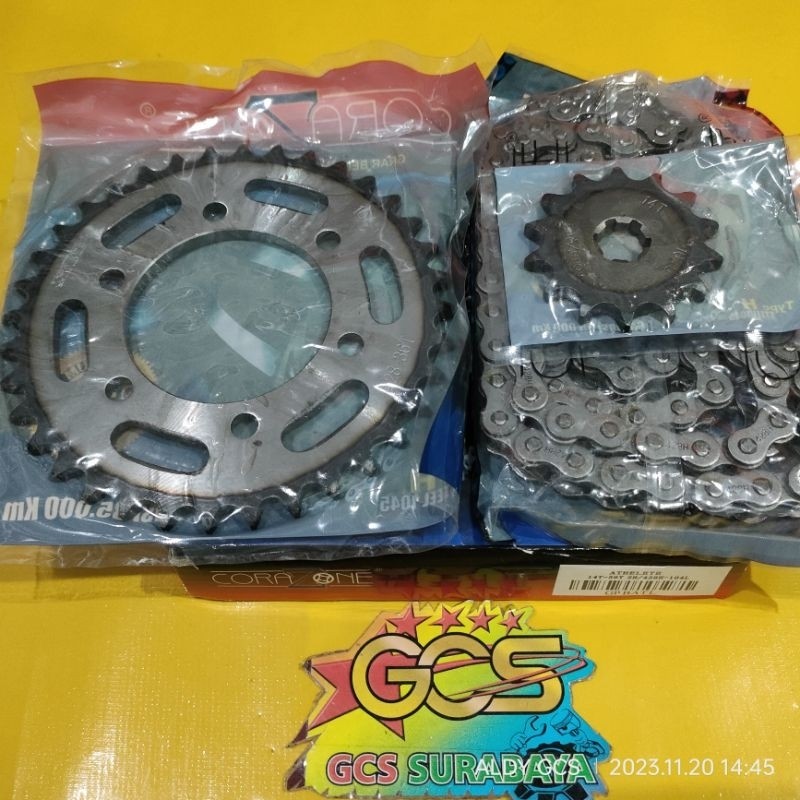 gear set,ger set,rantai gir paket full set Kawasaki athlete, athlete 125 CORAZONE