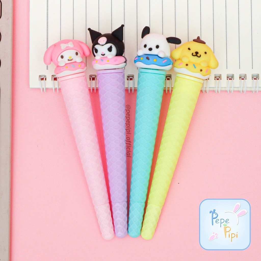 

Pena Gel Waffle Cone Kepala Sanrio Pulpen Bolpoint Pen Tinta Bolpen My melody Kuromi Pochacco