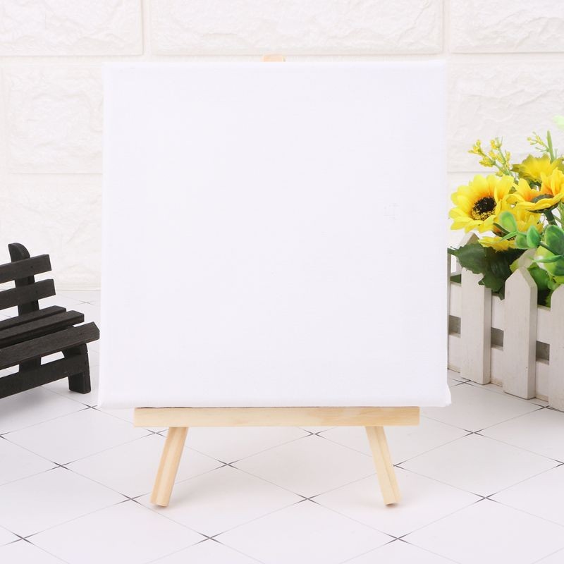 

Mini Canvas and Natural Easel Set Art Artist Stationery Kids Gifts Supplies for Home School Sketching Painting Gift
