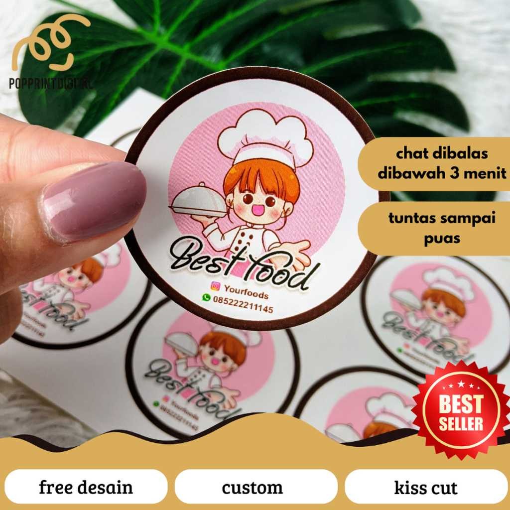 

PopPrints SBC 8-15 Cetak Stiker Bulat Logo Olshop Custom Sticker Label Makanan Free Desain Print