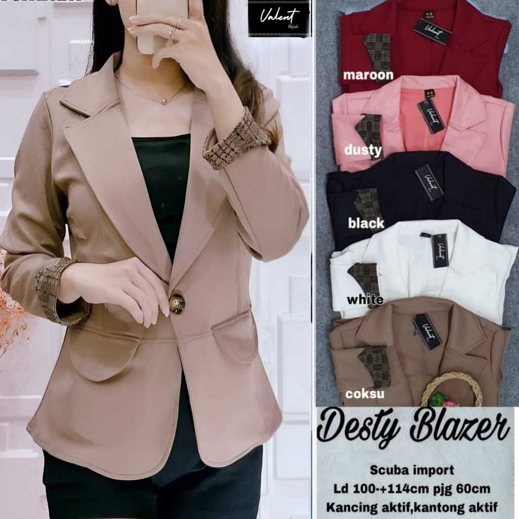 Blazer Wanita Terbaru Desty Blazer By Valent Hijab murah