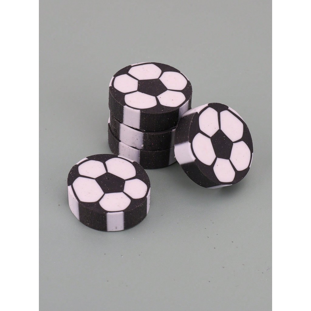 

4pcs/pack Round Football Pattern Eraser, Student Exam Portable Football Eraser - Fashionable School Supplies