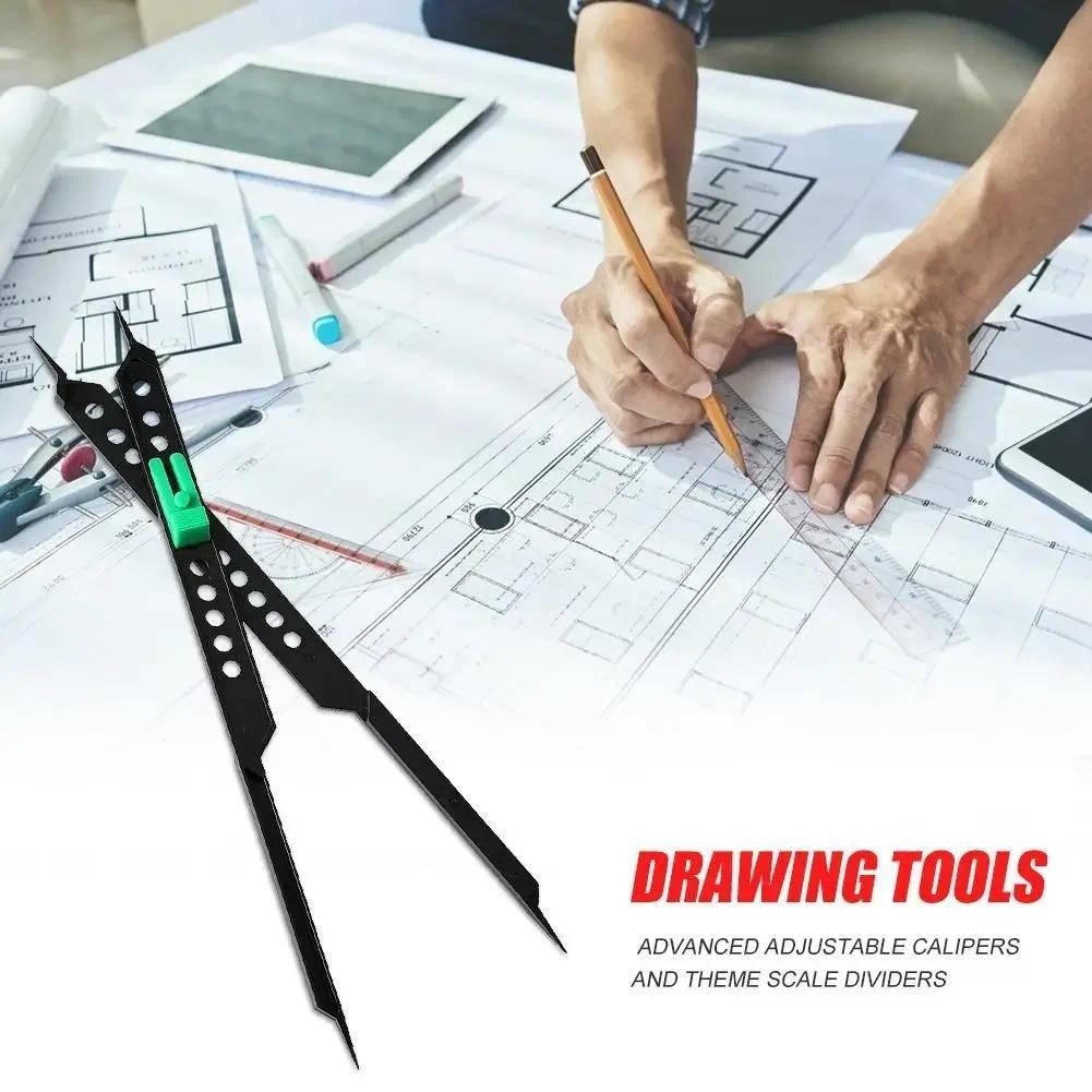 

25.4cm Scale Divider Drawing Tool Proportional Drafting Rule Durable Portable Artists Adjustable Plastic Painting Teaching Tool