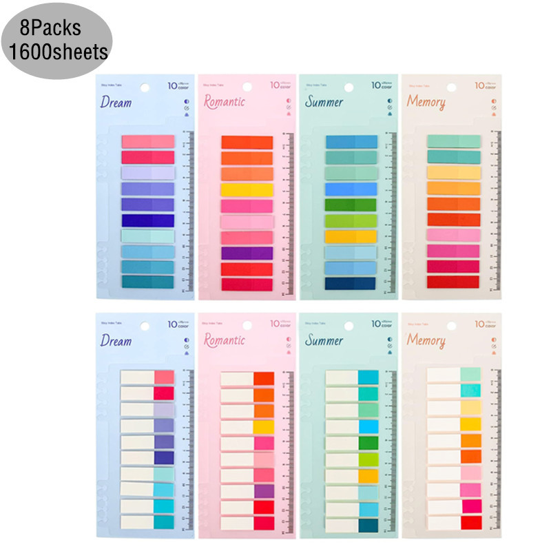

1600 Sheets Transparentes Sticky Notes Self-Adhesive Annotation Read Books Bookmarks Tabs Notepad Aesthetic Stationery
