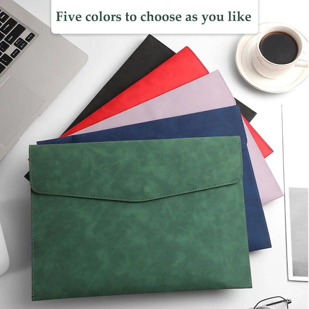 

A4 Leather File Folder Simple Big Capacity Document Bag Fashion Briefcase Data Contract Bill File Bag Office Paper Organizer