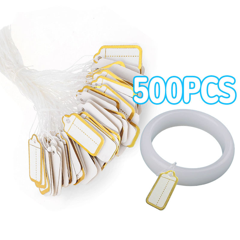 

Paket 500 Label Harga Perhiasan Tali Gantung Kertas Tulis Anti Robek Warna Gold/Silver Cocok Toko Emas & Retail