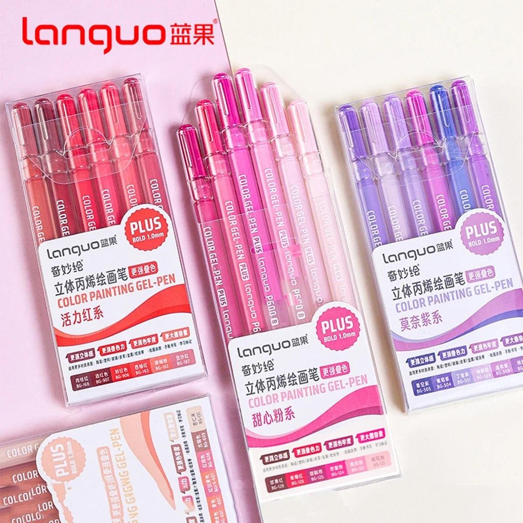 

Languo 6-48 Color 3D Three-Dimensional Gel Pen Set,1.0mm High Quality Inks,For Wooden,Paper,Students School Supplies Stationery
