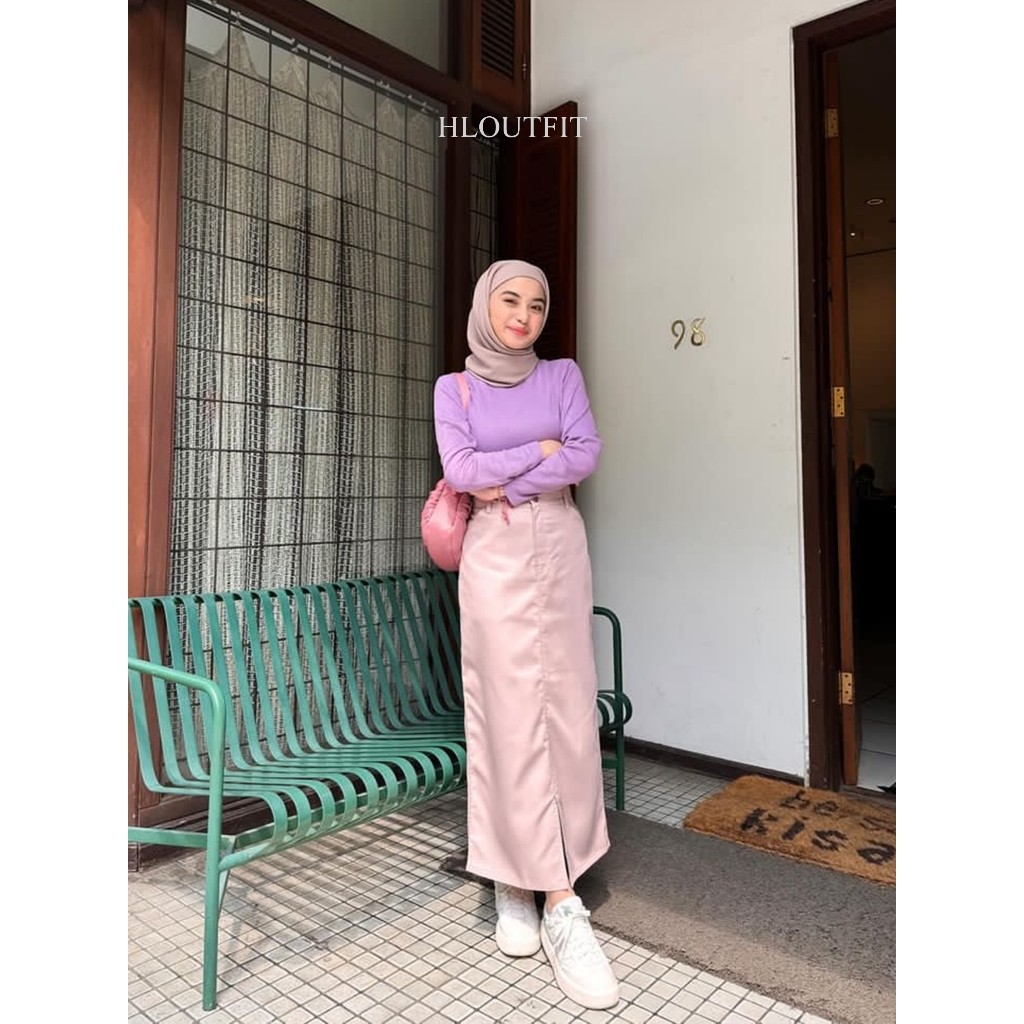 NANTARSHOP HL Hana Korean Midi Skirt Y2K Drill Allsize