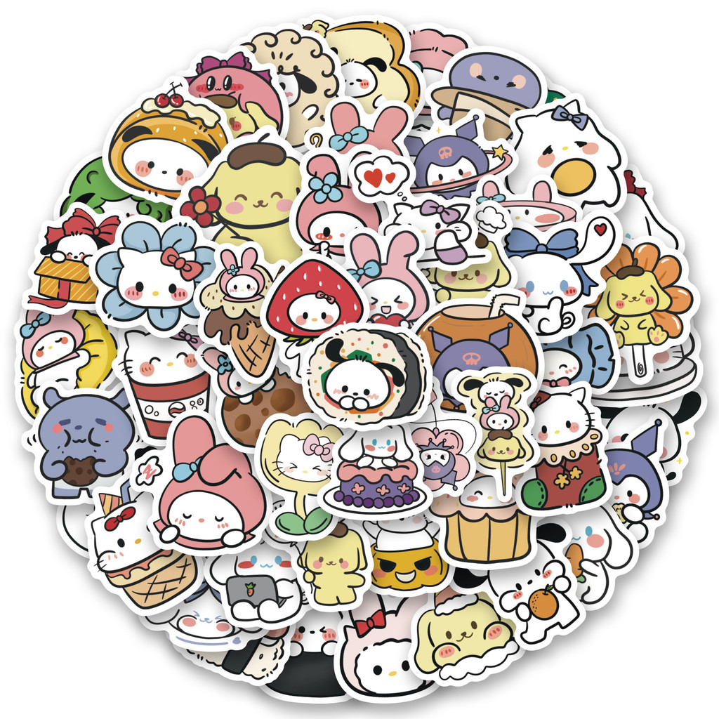

100pcs Cute Kuromi Hello Kitty Sanrio Cartoon Stickers Aesthetic My Melody Anime Decals Kawaii Kids Graffiti Sticker Toys Gift