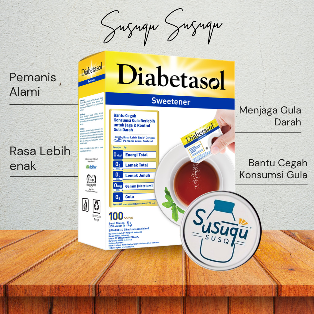 

Diabetasol Sweetener Isi 100sct Pemanis Rendah Kalori Untuk Diabetes