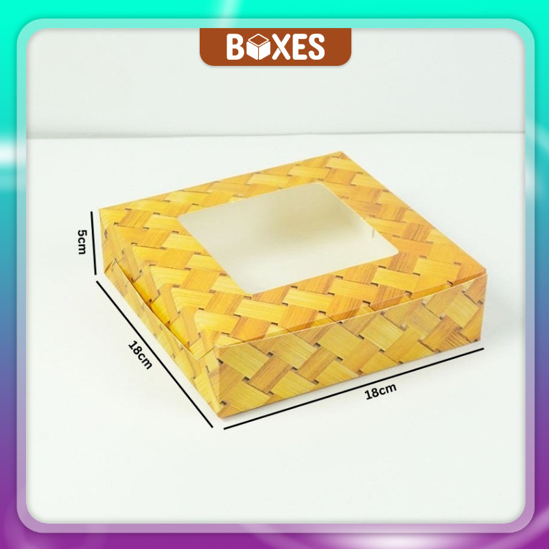 Besek Catering / Besek Nasi / Kotak Snack motif Anyam Coklat / Box Ivory jendela mika / Dus Brownies