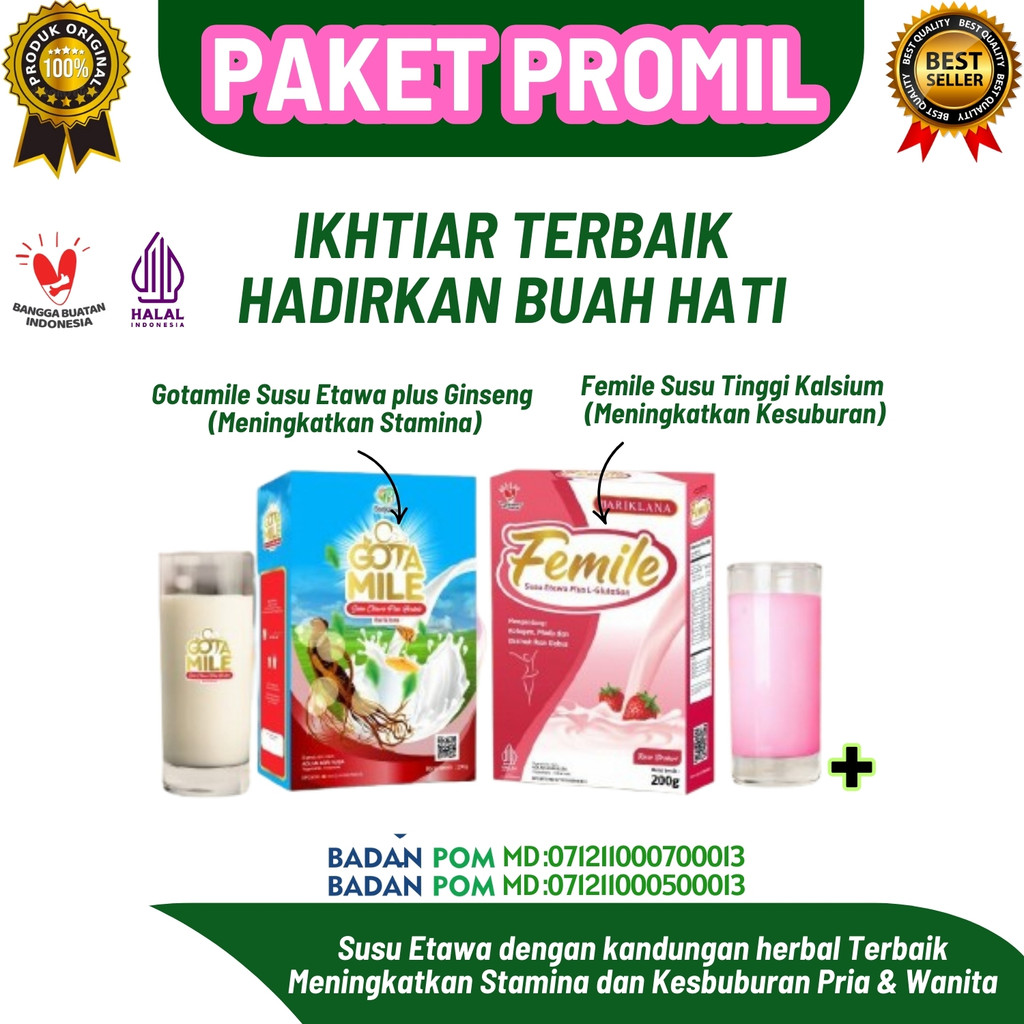 

FEMILLE DAN GOTAMILE Susu Etawa Promil kesuburan Pria dan Wanita 200g Enak dan Sehat