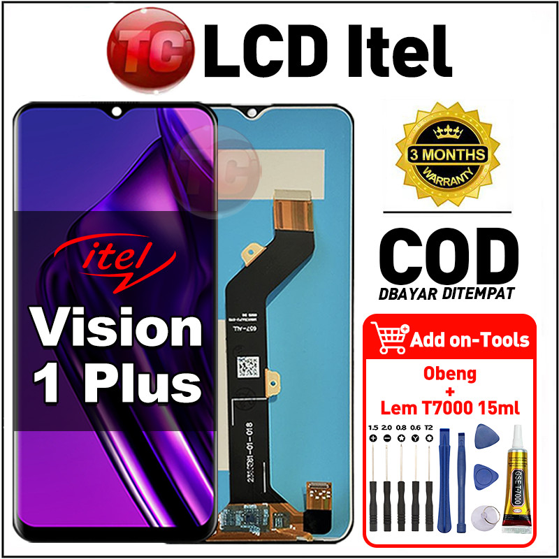 LCD Itel vision 1 plus ORI +Obeng tools+Lem T7000 fullset asli original hp Touchscreen Replacement H