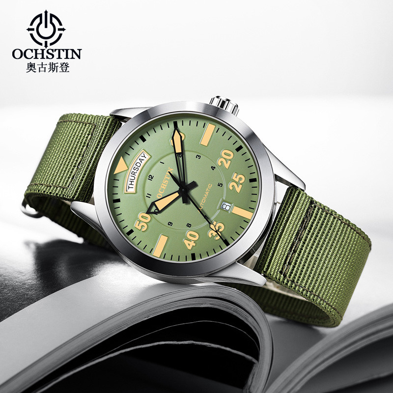 Jam Tangan Pria OCHSTIN Men Mechanical Wristwatches Military Pilot Watches Double Calendar Bussiness