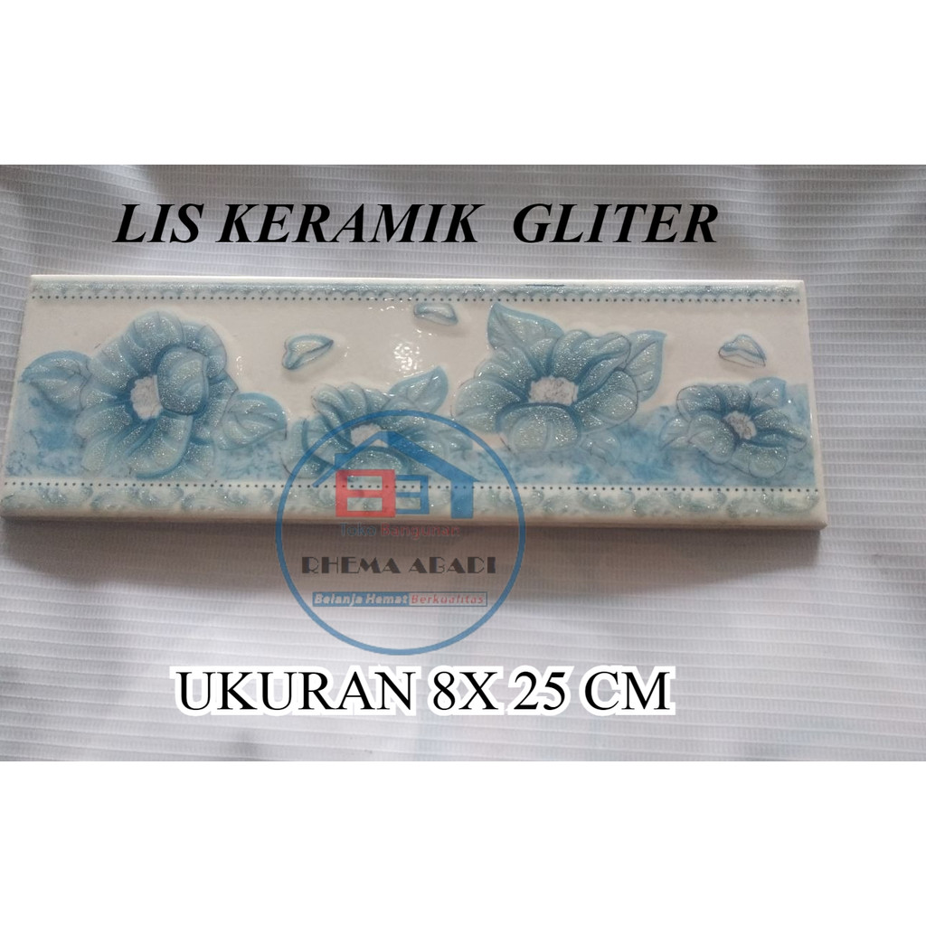 RHEMA list keramik dnding GLITERS ukuran 8x25 / list keramik dinding timbul
