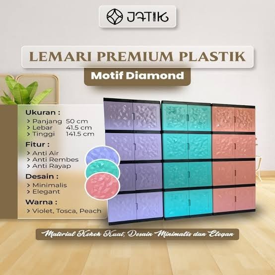 Lemari Plastik Baju Pakaian 4 susun Fawsline / Rak serbaguna Tabita - Pink