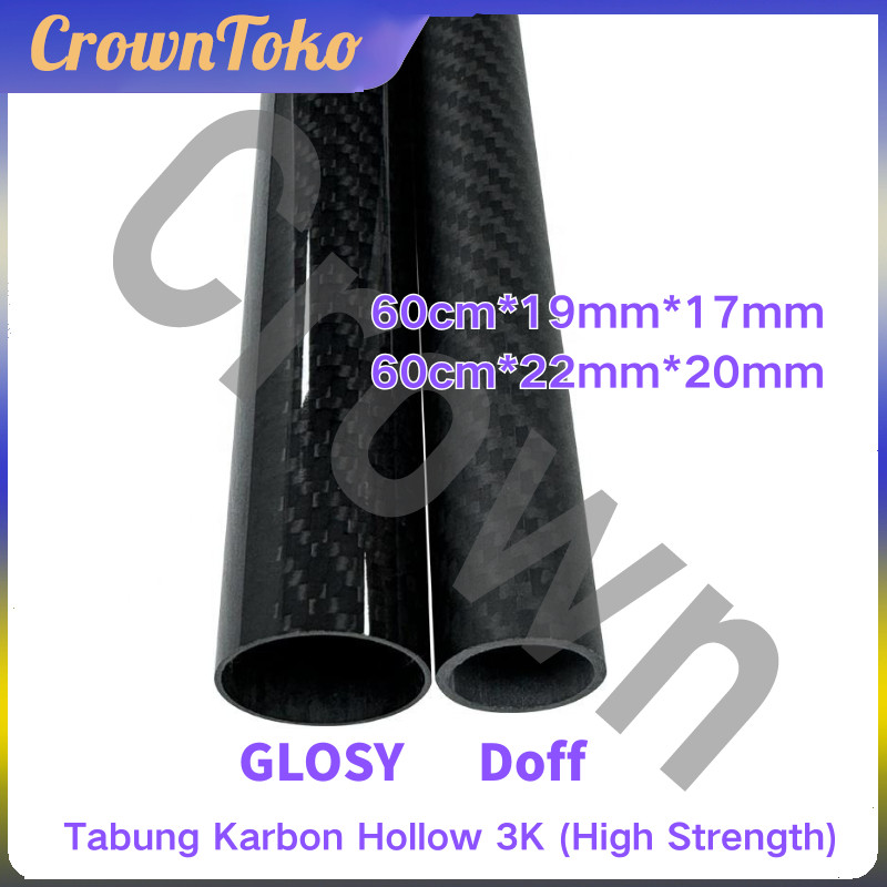 RINBAOW 60cm Carbon Tube Pipa Karbon Diameter OD 22mm ID 20mm 3K 22x20mm Doff for RC Airplane Pesawa