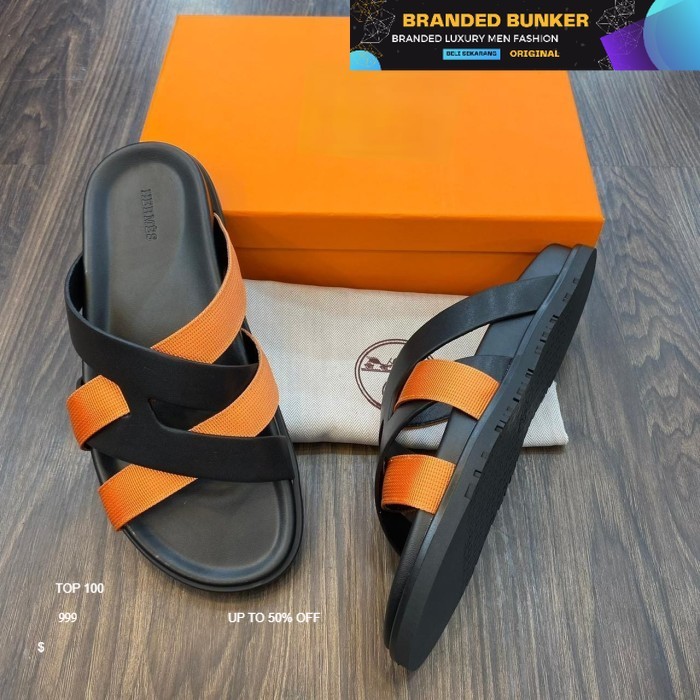 SANDAL PRIA SLIP-ON BAHAN KULIT IMPORT / SANDAL CASUAL PRIA BRANDED HIGH QUALITY / SENDAL PRIA BRAND