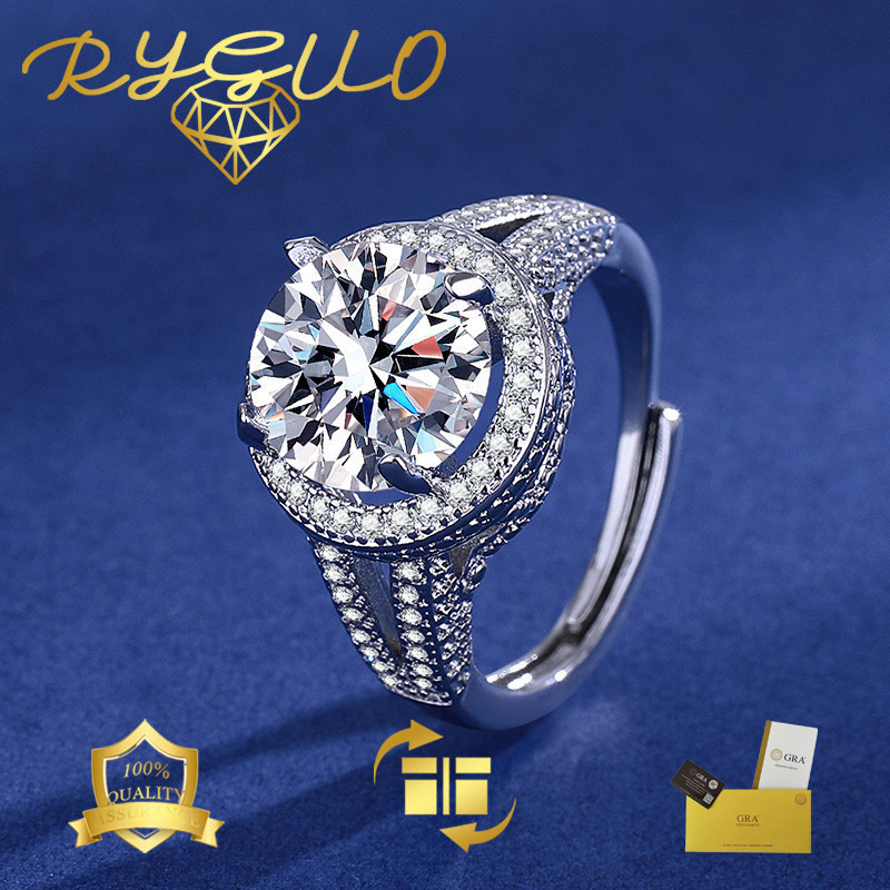 RYGUO Cincin Pasangan Moissanite Wanita