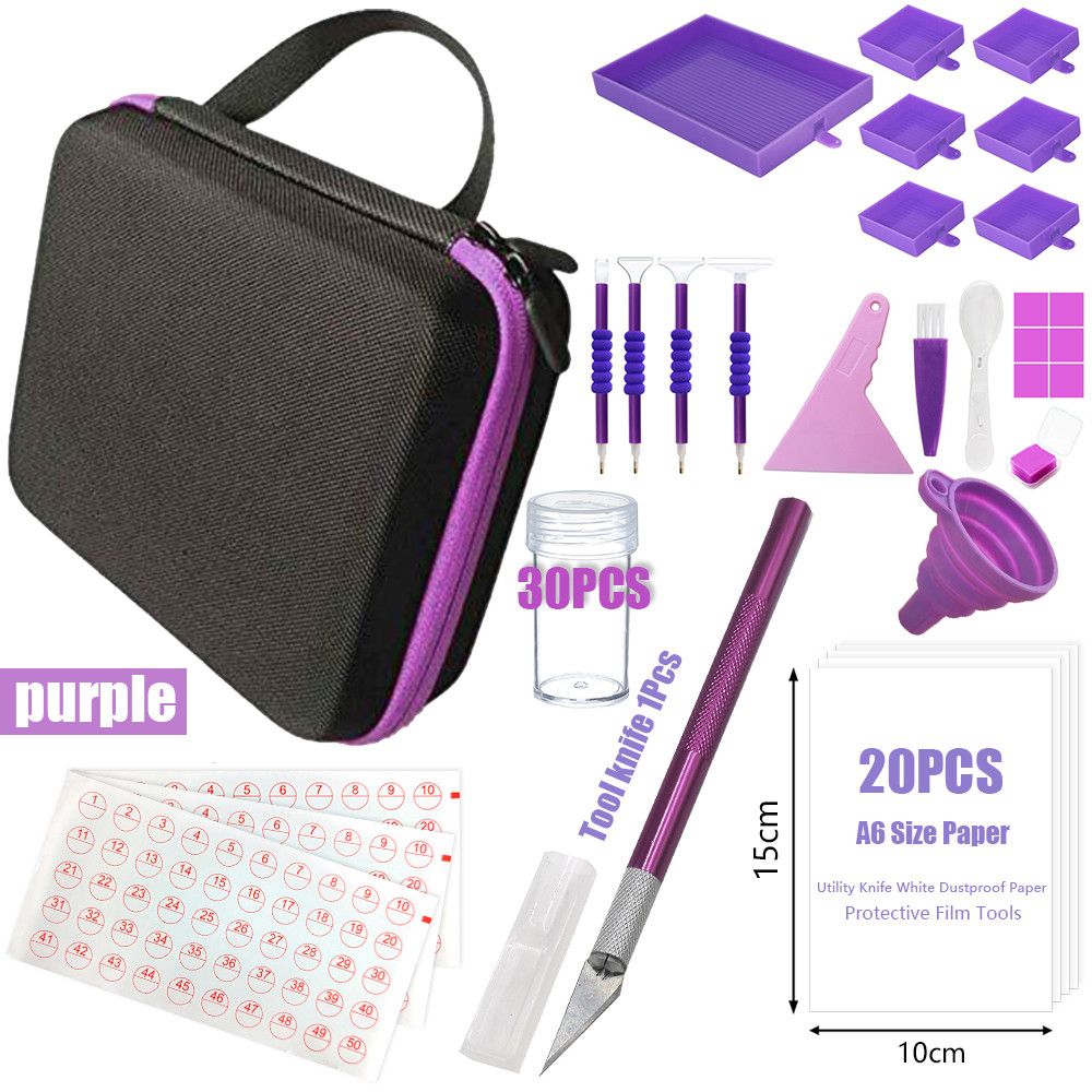 

Engraving Tools Diamond Painting Suitcase Multi-function Containers Purple Bead Organizer New Accessories Toolbox Embroidery