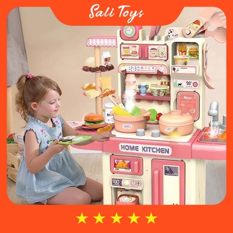 Mainan Anak LucuLUKATSU Set Dapur Mainan Rumah Bermain Anak Peralatan Dapur Simulasi Mini Dengan Efe