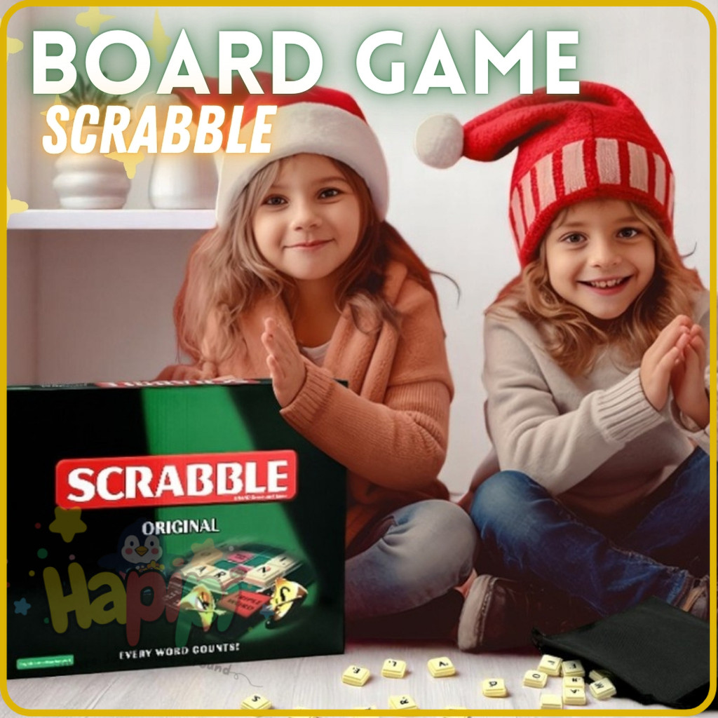 Board Game Mainan Susun Kata Scrabble Inggris Skrebel Magnet Menyusun Huruf Board Karton Tebal