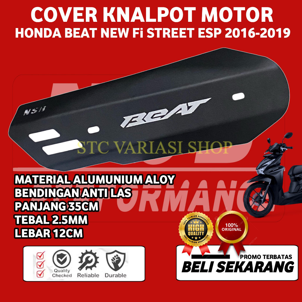 COVER TUTUP PELINDUNG TAMENG KNALPOT BESI PNP Beat Karbu Fi ESP Deluxe Pop Street New Anti Pecah Bea