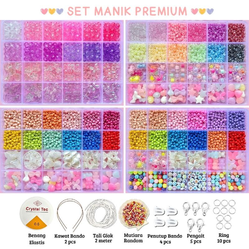 

Manik Pasir 1 Box - Manik2 Mote Payet Pasir Paket DIY (BONUS Benang Elastis + Tali Giok + Manik Random + Pengait Udang + Ring) - SM001