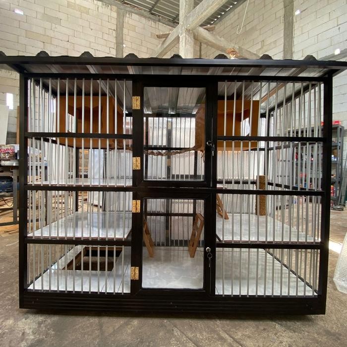 Rumah hewan kandang kucing alumunium outdoor tingkat bisa custom