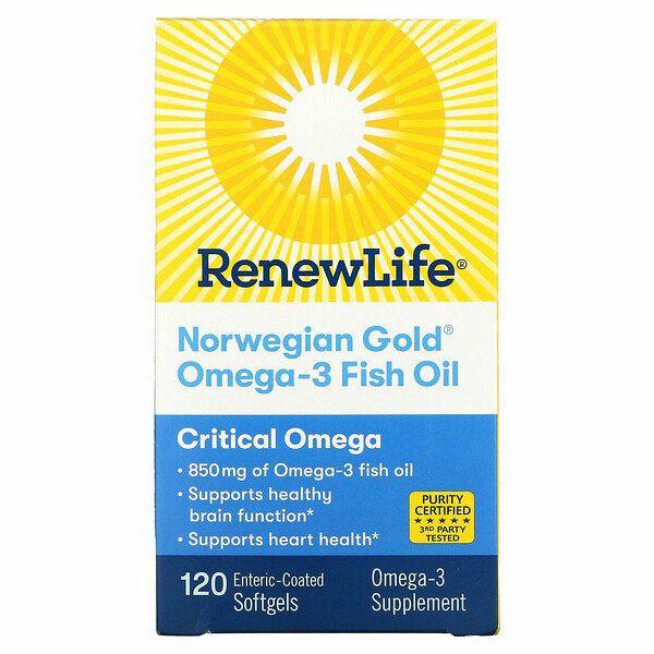 Renew Life 120 Softgels Norwegian Gold Omega-3 Fish Oil 850 mg